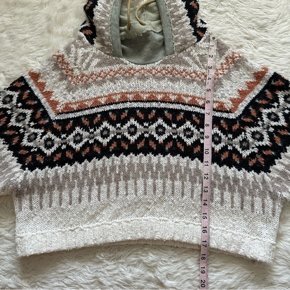 Free People Hoodie Inverness Pullover Sweater Cropped Long Sleeve Oatmeal S - Picture 11 of 12